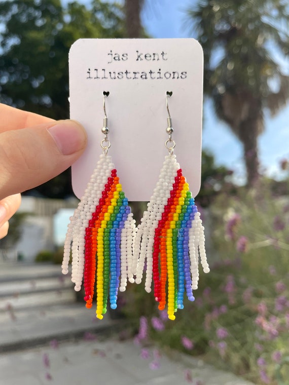 Miyuki Seed Bead Threader Earrings - Rainbow – Lucinda's