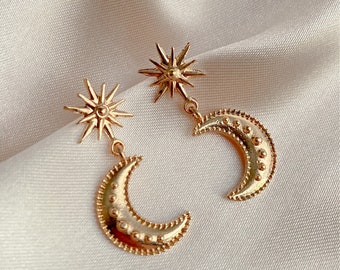 Celestial Earrings, Moon Dangles