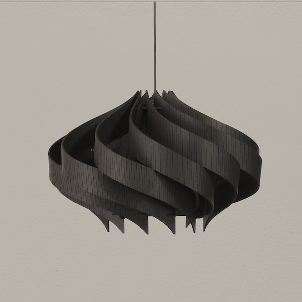 Black Pendant Light | Chandelier | Scandinavian | Ceiling Lampshade | Wood | Matte Black