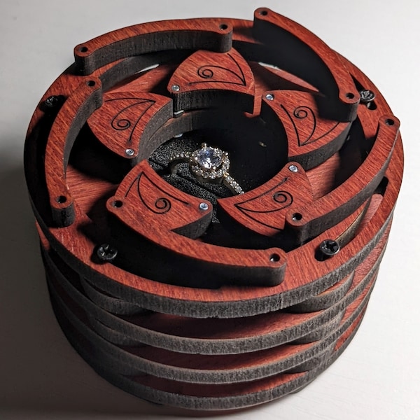 Unique Wooden Engagement Ring Box | Blossoming Flower Proposal Box