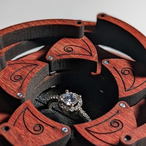 Unique LED Engagement Ring Box Proposal Ring Box Wooden Black image 5