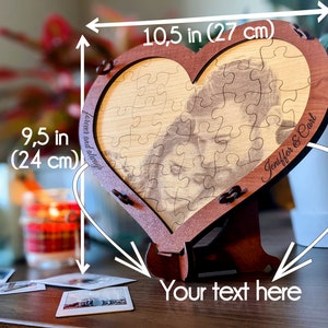 Personalized Gift, Valentines Day Gift, Anniversary Gift, Photo Puzzle Engraved Wooden, Gift for Wife image 3