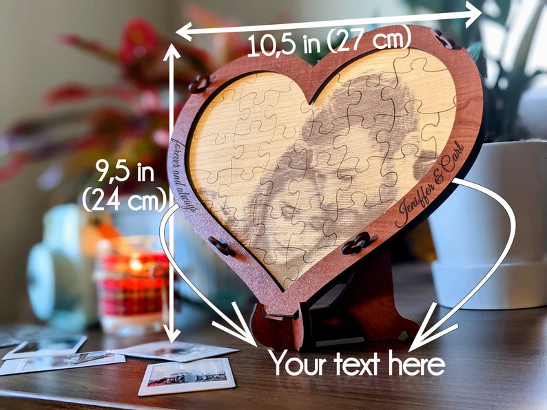 Personalized Gift, Valentines Day Gift, Anniversary Gift, Photo Puzzle Engraved Wooden, Gift for Wife image 3