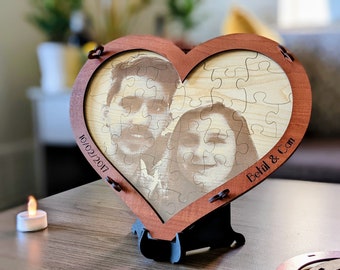 Personalisiertes Geschenk, Valentinstagsgeschenk, Jahrestagsgeschenk, Fotopuzzle graviert aus Holz, Geschenk für Männer