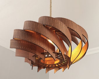 Warm Chestnut Pendant Light | Chandelier | Scandinavian | Ceiling Lampshade | Wood |