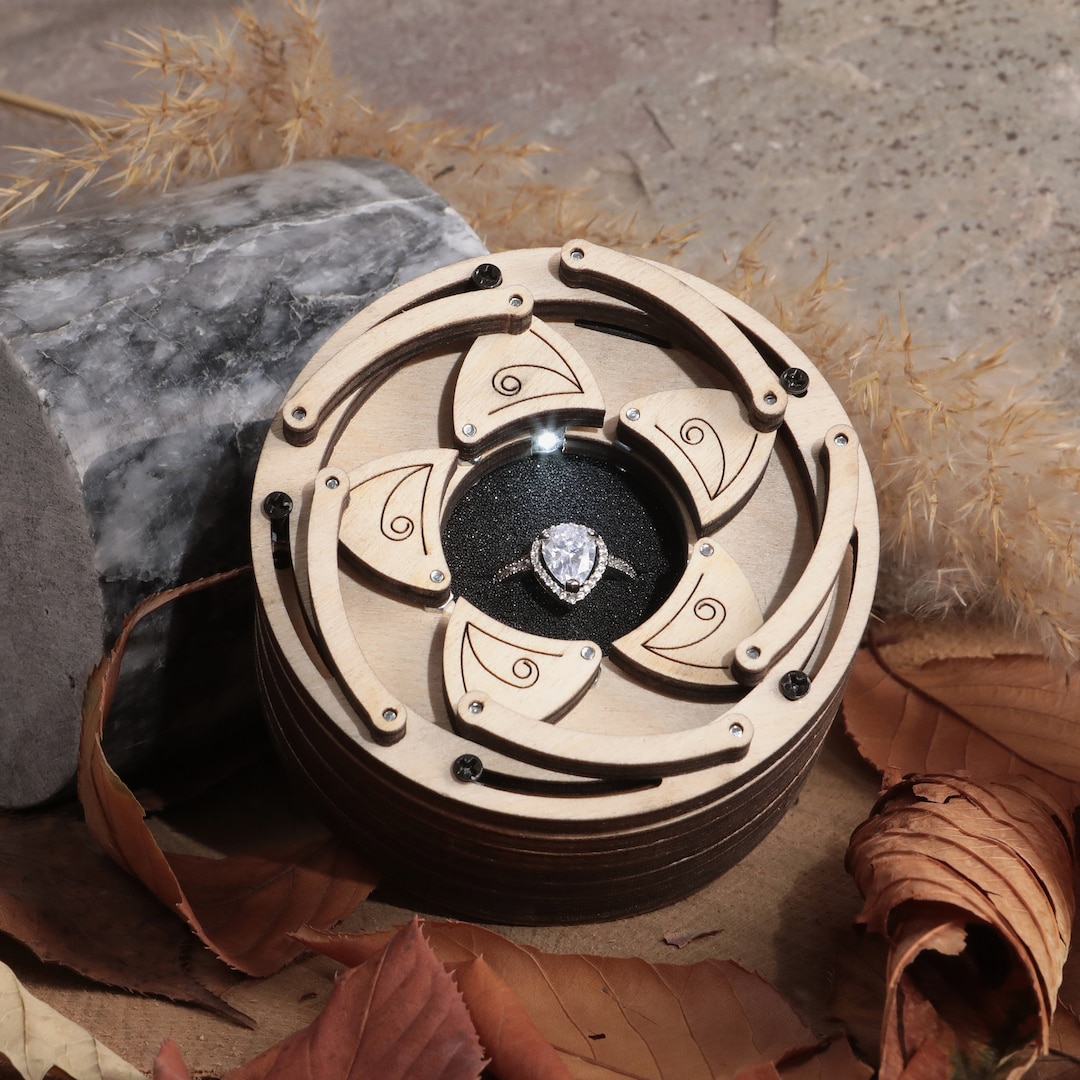 Unique Engagement Ring Box Proposal Ring Box Wooden Birch Etsy