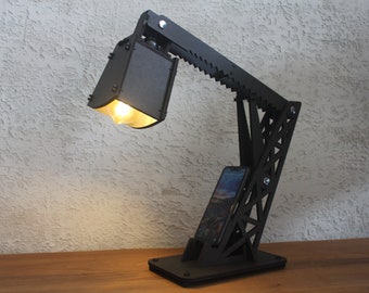 DIY Black Wood Table Lamp: Industrial Desk Lamp