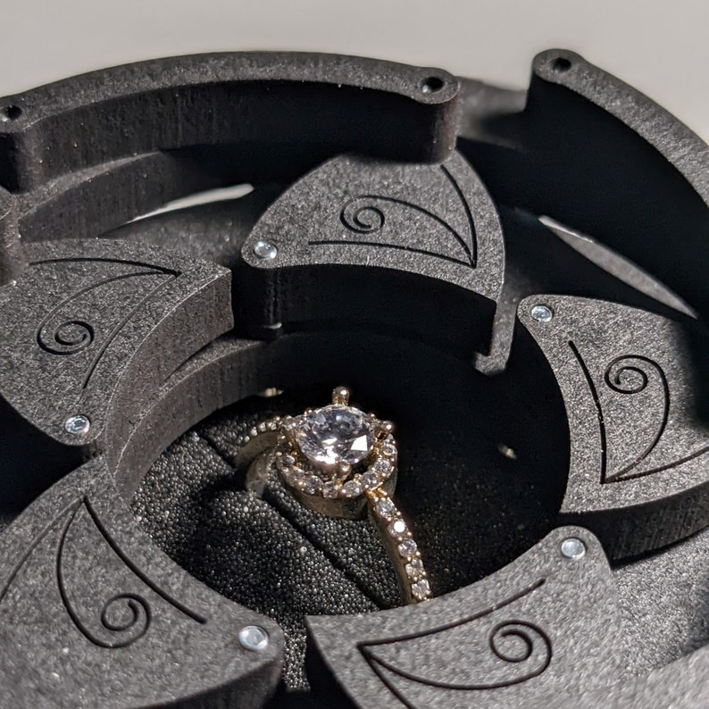 Unique LED Engagement Ring Box Proposal Ring Box Wooden Black image 4