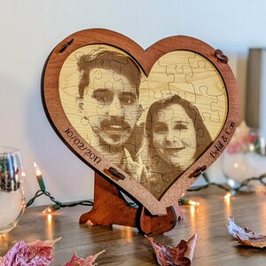 Personalized Gift, Valentines Day Gift, Anniversary Gift, Photo Puzzle Engraved Wooden, Gift for Wife image 2