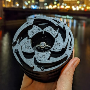 Unique LED Engagement Ring Box Proposal Ring Box Wooden Black Black