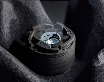 Black Wooden Twist-Open Ring Box: Laser-Cut Engagement Ring Holder