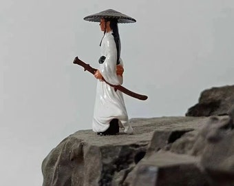 Decoración de micropaisaje bonsái suiseki de resina: blanco caballero andante