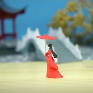 resin bonsai suiseki micro landscape decoration：girl in red