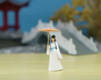 resin bonsai suiseki micro landscape decoration：girl in white