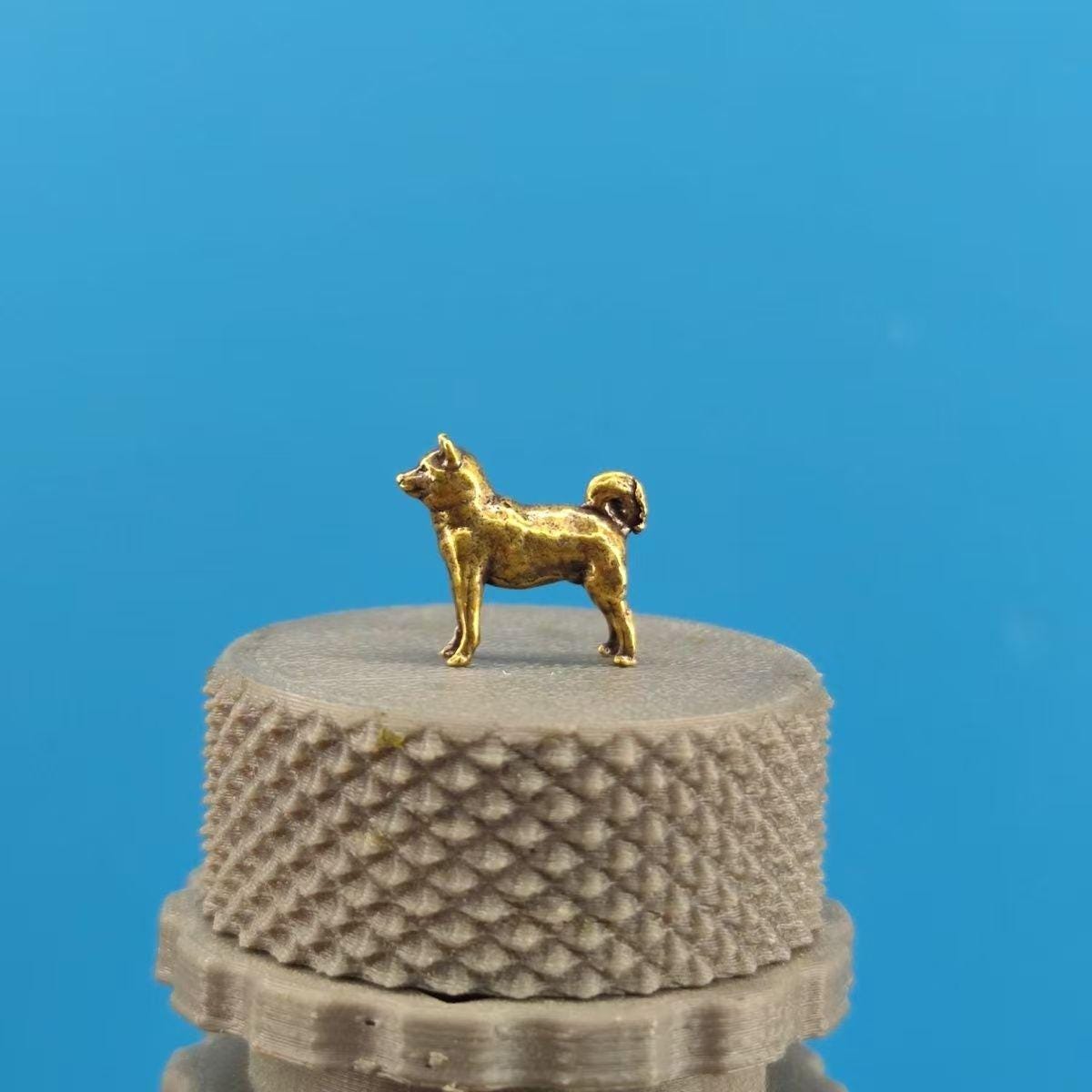 Copper Bonsai Suiseki Micro Landscape Decoration：akita Inu Dog