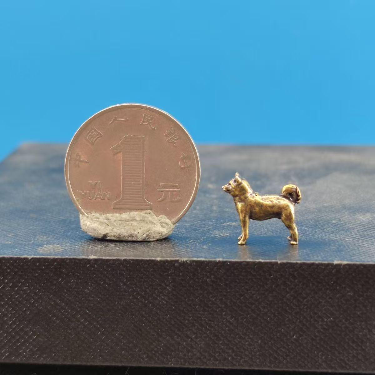 Copper Bonsai Suiseki Micro Landscape Decoration：akita Inu Dog