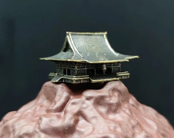 copper bonsai suiseki micro landscape decoration：pavilion