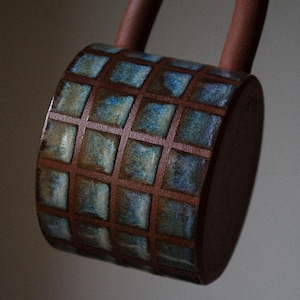 Discounted CHECKERED pattern glaze mug | handmade, ceramic, kinfolk, unique, mugs, cup, coffee, tea, rustic, clay, checker, artistic |