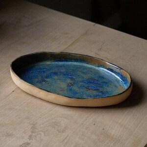 Ceramic OCEAN BLUE serving dish platter, bowl, dinnerware, plate, tray, rustic, contemporary, kitchenware, pottery, cheese, appetizer image 5