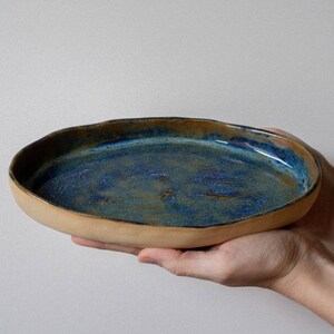 Ceramic OCEAN BLUE serving dish platter, bowl, dinnerware, plate, tray, rustic, contemporary, kitchenware, pottery, cheese, appetizer image 2