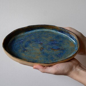 Ceramic OCEAN BLUE serving dish platter, bowl, dinnerware, plate, tray, rustic, contemporary, kitchenware, pottery, cheese, appetizer image 9