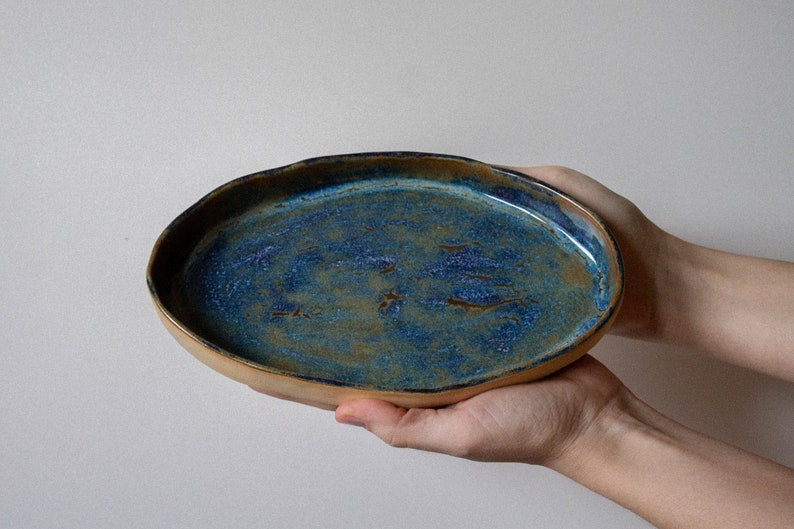 Ceramic OCEAN BLUE serving dish platter, bowl, dinnerware, plate, tray, rustic, contemporary, kitchenware, pottery, cheese, appetizer image 9