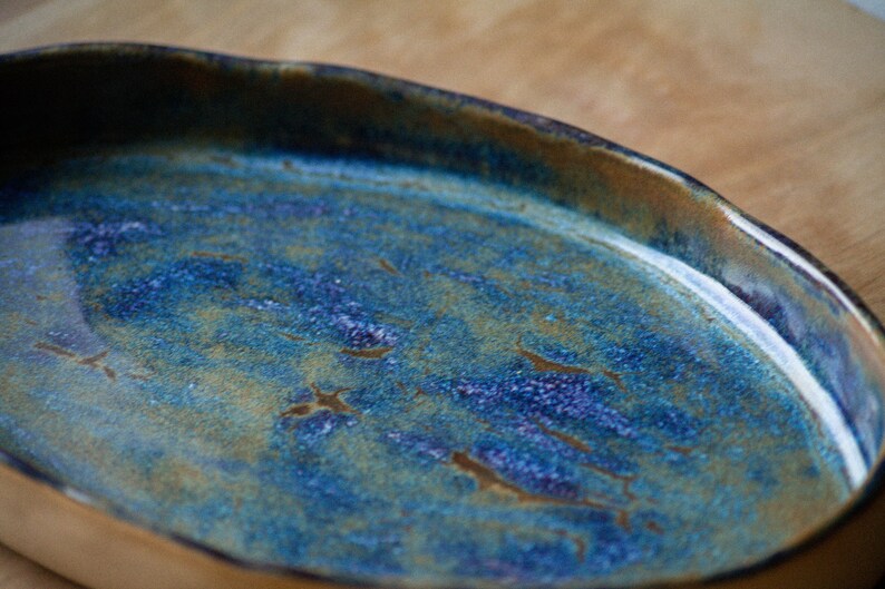 Ceramic OCEAN BLUE serving dish platter, bowl, dinnerware, plate, tray, rustic, contemporary, kitchenware, pottery, cheese, appetizer image 4