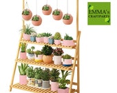 3 ladder -Bamboo Multi Tier Plant Stand Flower Rack Shelf Outdoor Indoor Garden Corner Wood Stand