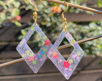 Sparkly Resin Earrings with Colorful Glitter