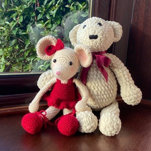 Handmade Crocheted Animals - Ballet Dancer Mouse and Bear