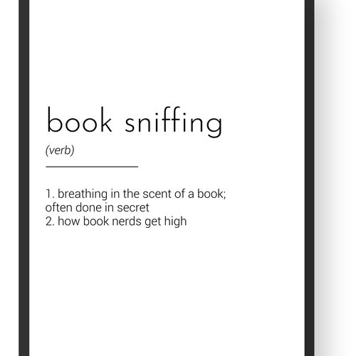 Book Sniffing Definition Print Funny Reading Gift Book Etsy