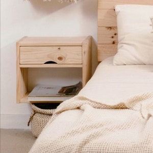 Nightstand  - Floating Nightstand - Nightstand With Drawer - Bedroom  Nightstand - Bedside Nightstand - Wooden Nightstand - Handmade