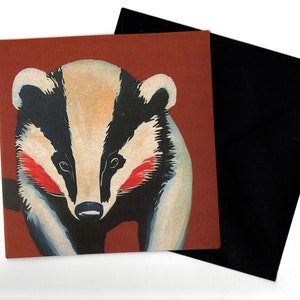 Badger kunst portretkaart 15x15 met envelop