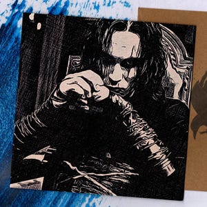 Tarjeta de felicitación hecha a mano de Brandon Lee de 15 x 15 cm y sobre de 15 x 15 cm.