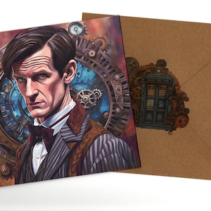 Matt Smith steampunk 15x15 biglietto d'auguri e busta vuota all'interno