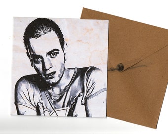 Ewan McGregor pencil style greeting card  and envelope blank inside