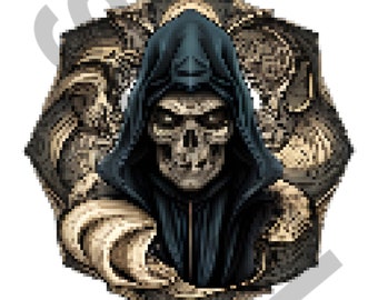 Grim Reaper pixel  art digital png picture with no commercial restrictions