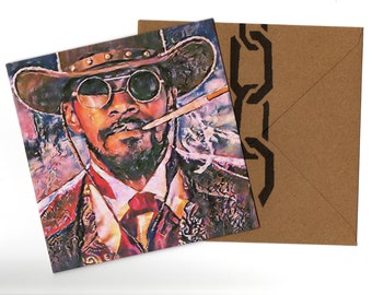 Jamie Foxx  painting style 15x15 blank greeting card and envelope