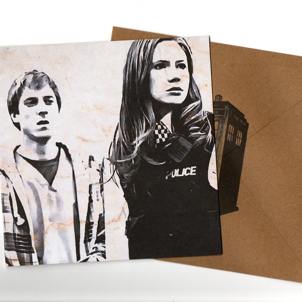 Karen Gillan ,Arthur Darvill 15x15 greeting card  and envelope blank inside