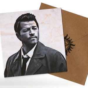 Misha Collins pencil style 15x15 greeting card and envelope