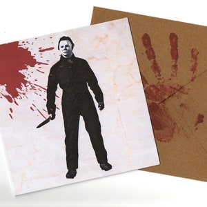 Maskierte mörder Bleistift 15x15 handgemachte Grußkarte und Umschlag