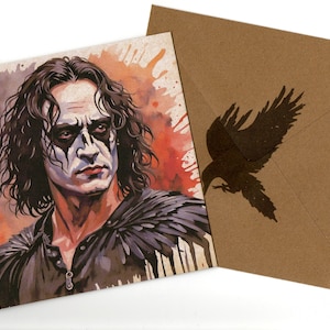 Brandon Lee Fan Art 15x15cm handgemachte Grußkarte und Umschlag 15cmx15cm