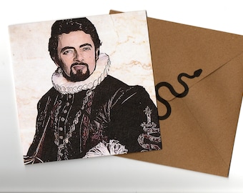 Rowan Atkinson card and envelope 15x15 blank inside