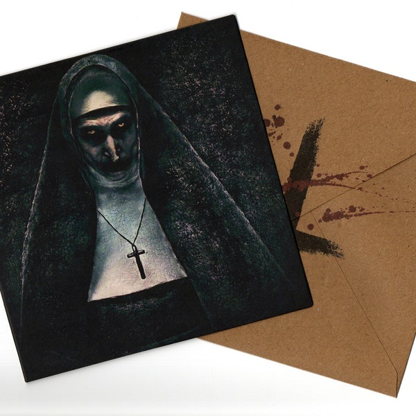 NUN 15x15 handmade greeting card and envelope