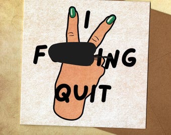 Rude resignation card 15x15 blank inside and envelope