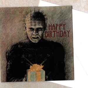 Hellraiser handmade Birthday card and envelope 15cmx15cm blank inside