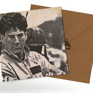 Harold Ramis-wenskaart in potloodstijl en envelop blanco binnenin 15 x 15 cm