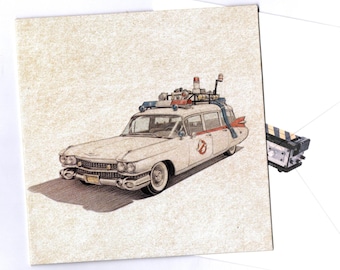 Ecto1 handmade card with envelope blank inside 15cmx15cm