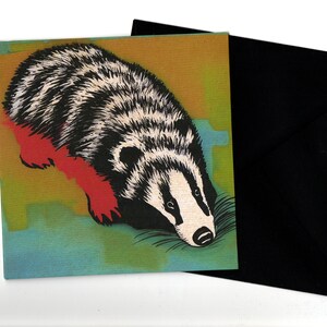 Badger kunst portretkaart 15x15 met envelop