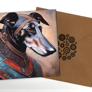 Steampunk Greyhound art portrait card 15x15 with envelope